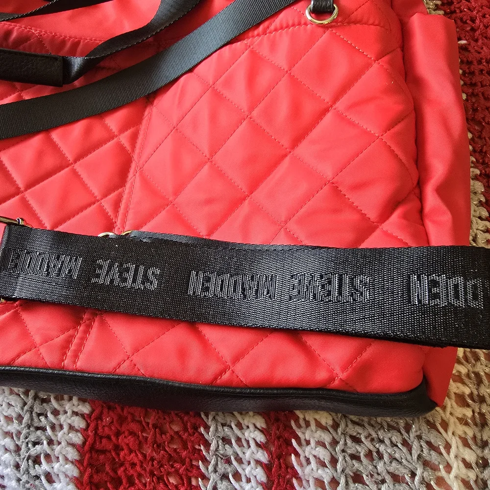 Steve Madden Quilted Bright Red Tote - Picture 2 of 10